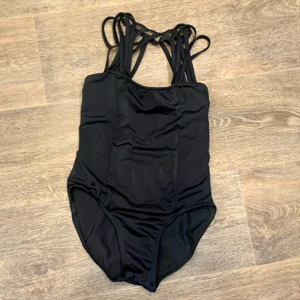 🖤🩰 Strappy Cage Neck Dance Leotard Jazz Modern Contemporary Cut Large Child 🩰🖤